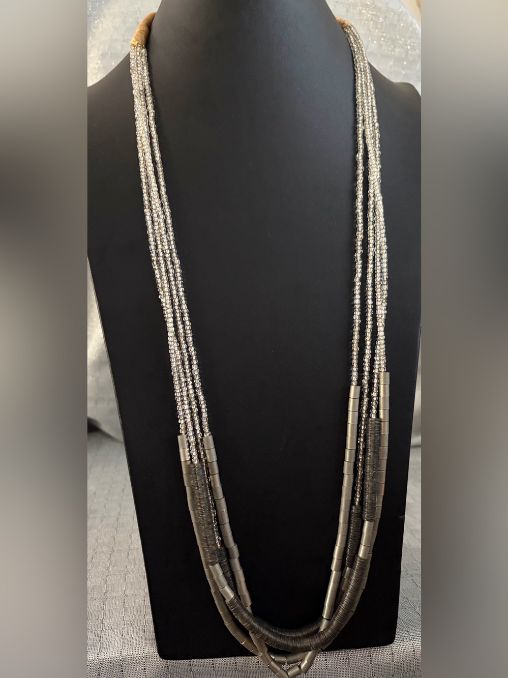 Multi-Strand Silver Beaded Women's Necklace